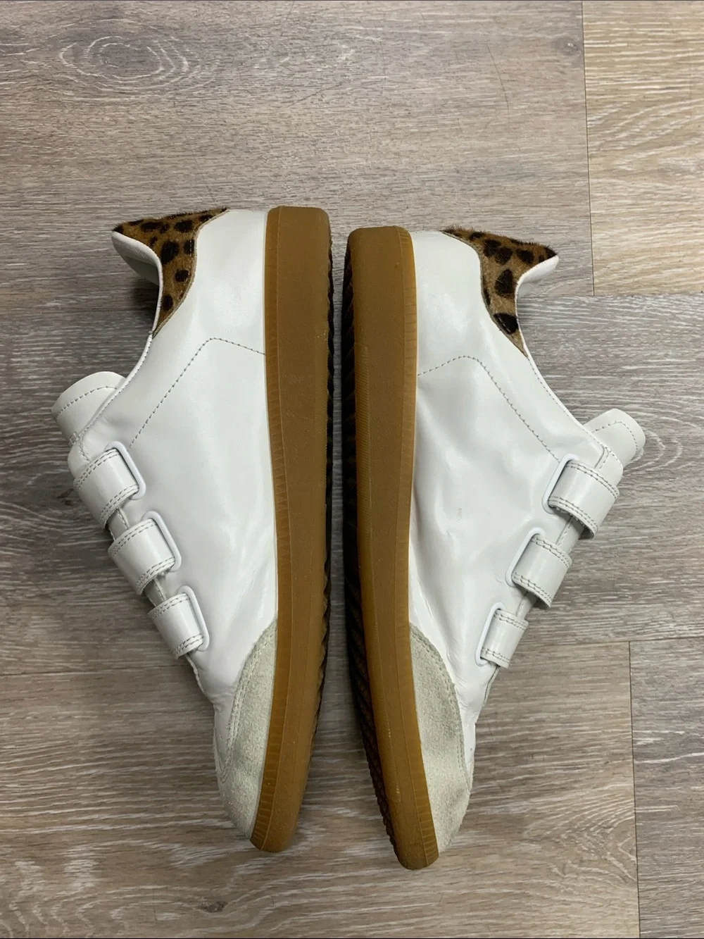 Isabel Marant Kids White Sneakers with Leopard Heel and Accents